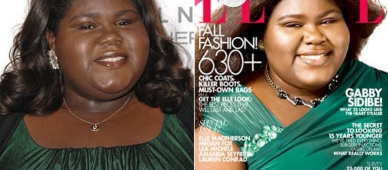 Gabby Sidibe photoshopped to have lighter skin on Elle Magazine